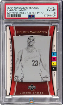2004 LeBron James PSA 6 UD Exquisite Coll Masterpiece '03 LB B/S Blk PP 1/1