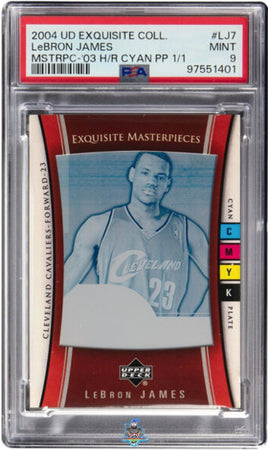 2004 LeBron James PSA 9 UD Exquisite Coll Masterpiece '03 H/R Cyan PP #LJ7 1/1