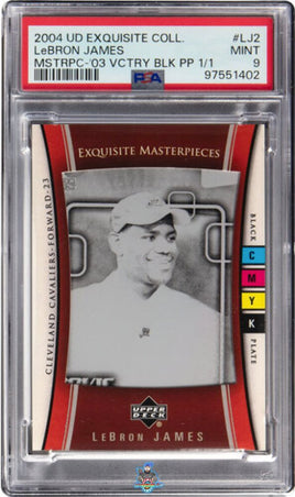 2004 LeBron James PSA 9 UD Exquisite Coll Masterpiece '03 Vctry Blk PP #LJ2 1/1