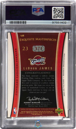 2004 LeBron James PSA 9 UD Exquisite Coll Masterpiece '03 Vctry Blk PP #LJ2 1/1