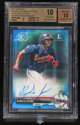 2017 Ronald Acuna Jr. BGS 10 10 Bowman Chrome Prospect Auto Blue Ref 73/150