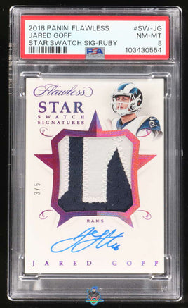 2018 Jared Goff PSA 8 Flawless Star Swatch Auto #SWJG 3/5