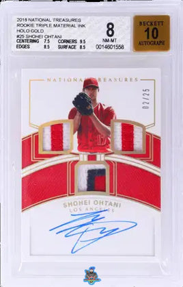 2018 Shohei Ohtani BGS 8 10 National Treasures Rookie Used Patch Hard Auto 2/25