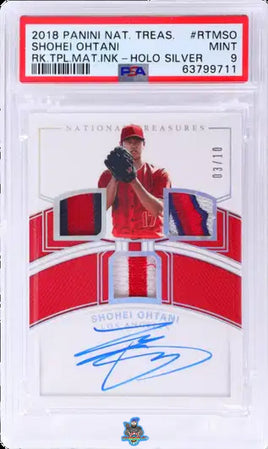 2018 Shohei Ohtani PSA 9 National Treasures Rookie Used Patch Hard Auto 03/10
