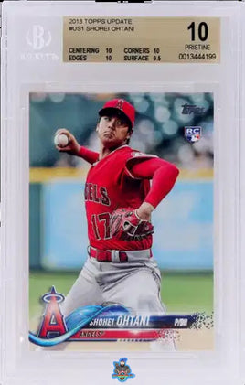 2018 Shohei Ohtani BGS 10 Topps Update Rookie Pitching Red Jersey #US1