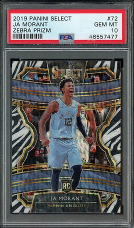 2019 Ja Morant PSA 10 Select Zebra Prizm #72