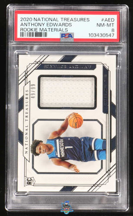 2020 Anthony Edwards PSA 8 National Treasures Rookie Patch #RM1AED 49/99