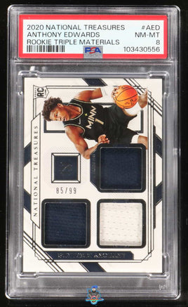 2020 Anthony Edwards PSA 8 National Treasures Rookie Patch #RM3AED 85/99