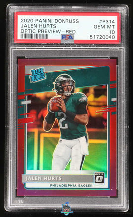 2020 Jalen Hurts PSA 10 Donruss Optic Preview Red #P314 /99