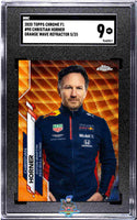 2020 Christian Horner SGC 9 Topps Chrome F1 Orange Wave Refractor #90 5/25