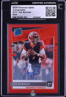 2020 Joe Burrow Raw Donruss Optic Rookie Auto Red #151 5/50