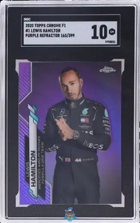 2020 Lewis Hamilton SGC 10 Topps Chrome F1 Purple Refractor #1 165/399
