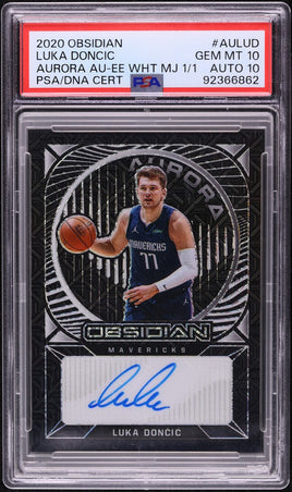 2020 Luka Doncic PSA 10 10 Obsidian Aurora EE White Mojo Auto #AULUD 1/1