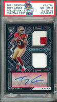 2021 Trey Lance PSA 8 10 Obsidian Rookie Jersey Auto Red #RJITRL 2/10