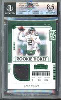 2021 Zach Wilson BGS 8.5 Contenders Rookie Ticket Swatch #RSVZWI