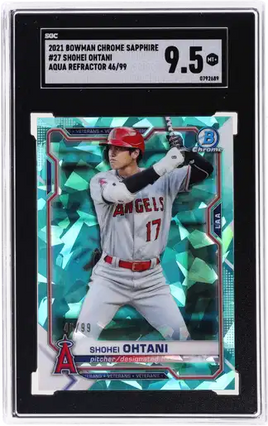 2021 Shohei Ohtani SGC 9.5 Bowman Sapphire Aqua Refractor #27 46/99