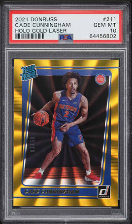 2021 Cade Cunningham PSA 10 Donruss Holo Gold Laser #211 5/10