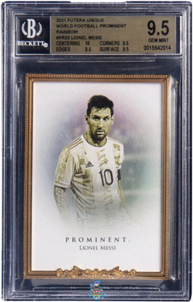 2021 Lionel Messi BGS 9.5 Futera Unique World Football Prominent Rainbow 1/1