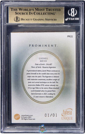 2021 Lionel Messi BGS 9.5 Futera Unique World Football Prominent Rainbow 1/1