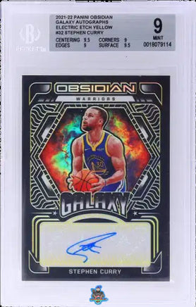 2021 Stephen Curry BGS 9 Obsidian Galaxy Auto Electric Etch Ylw #GASCU 7/10