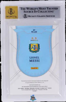 2022 Lionel Messi BGS 9 10 National Treasures Road WC Prod Mem Auto Sapph 5/10