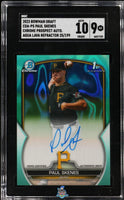 2023 Paul Skenes SGC 9 10 Bowman Chrome DP Auto Aqua Lava Refractor 25/199
