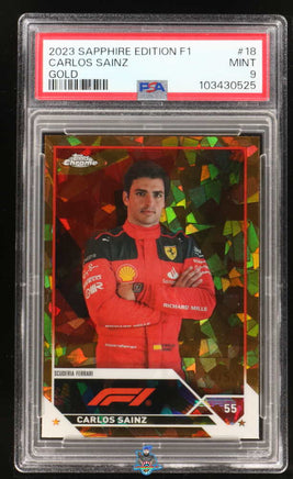 2023 Carlos Sainz PSA 9 Topps Chrome F1 Sapphire Edition Gold #18 34/50