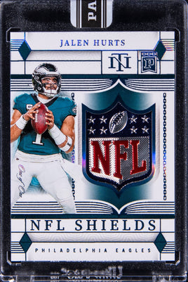 2023 Jalen Hurts Raw National Treasures Blockchain NFL Shields Player Worn 1/1