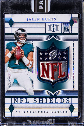 2023 Jalen Hurts Raw National Treasures Blockchain NFL Shields Player Worn 1/1