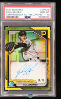 2024 Paul Skenes PSA 10 Bowman Chrome Pros Auto Yellow Refractor #CPAPS 18/75