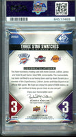 2009 James, Bryant, Durant PSA 8 U.D. SP Game Used Mats #3SBJD 48/50