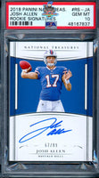 2018 Josh Allen PSA 10 National Treasures Rookie Auto #RSJA 67/99