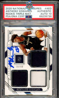 2020 Anthony Edwards PSA Authentic 10 Natl Treasures Triple Rke Patch Auto 78/99