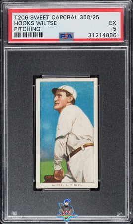 1909-11 T206 Hooks Wiltse PITCHING, SWEET CAPORAL 350/25 PSA 5 EX 31214886