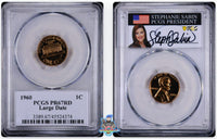 1960 Large Date 1C PCGS PR67 RD Stephanie Sabin Signature Label 45524359