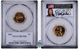 1961 1C PCGS PR67 RD Stephanie Sabin Signature Label 45522924