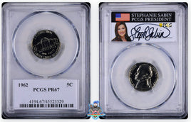 1962 5C PCGS PR67 Stephanie Sabin Signature Label 45523329