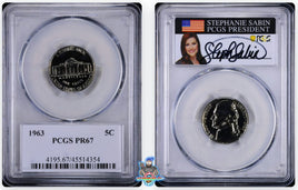 1963 5C PCGS PR67 Stephanie Sabin Signature Label 45514354