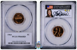 1964 1C PCGS PR66 RD Stephanie Sabin Signature Label 45529470