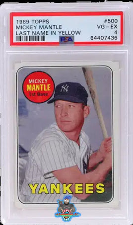 1969 Topps Last Name In Yellow Mickey Mantle #500 PSA 4 64407436