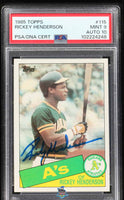 1985 Rickey Henderson PSA 9 10 Topps Auto Freshly Graded #115