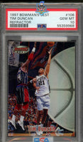 1997 Tim Duncan PSA 10 Bowman Best Refractor #106