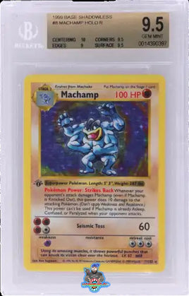 1999 Pokemon Base Set 1st Edition Shadowless Holo Machamp #8 BGS 9.5 0014390397