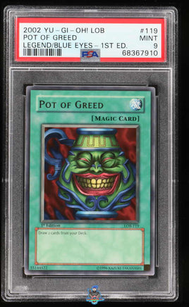 2002 Yu-Gi-OH LOB Pot of Greed Legend Blue Eyes 1st Edition #119 PSA 9 68367910