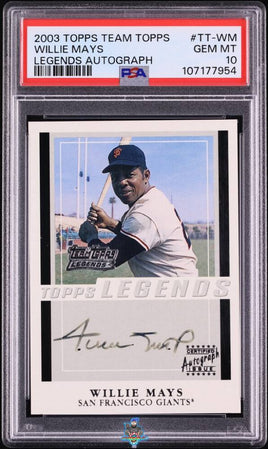 2003 Williw Mays PSA 10 Topps Team Topps Legends Autograph #TTWM