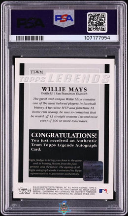 2003 Williw Mays PSA 10 Topps Team Topps Legends Autograph #TTWM