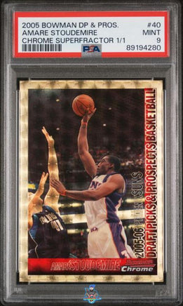 2005 Amare Stoudemire PSA 9 Bowman DP Pros Chrome Superfractor #40 1/1
