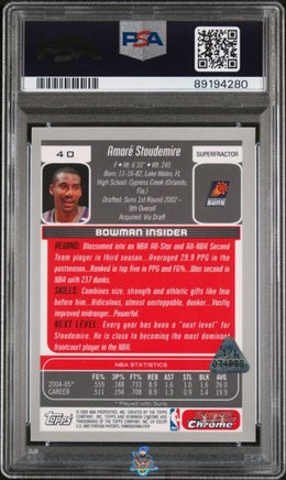 2005 Amare Stoudemire PSA 9 Bowman DP Pros Chrome Superfractor #40 1/1