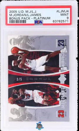 2005 Jordan James PSA 9 UD Bonus Pk Plat Michael Jordan LeBron James #LJMJ4 3/5