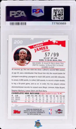 2005 LeBron James PSA 9 Topps Gold #200 57/99